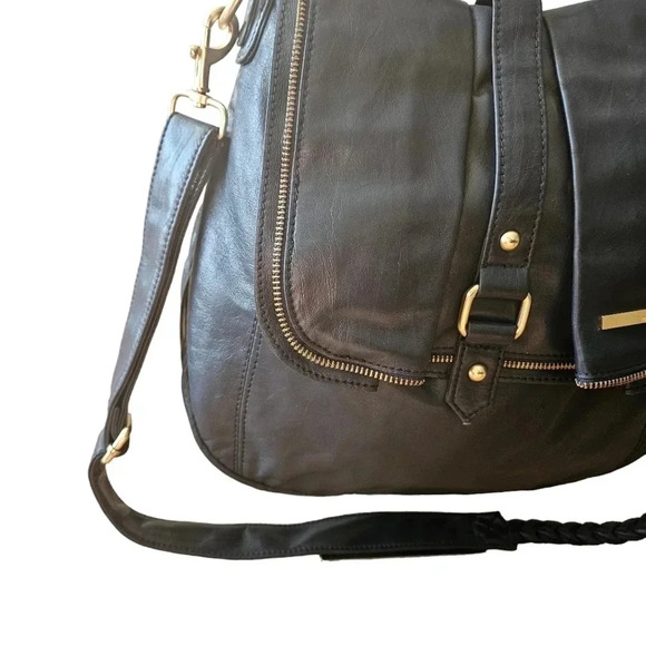 Matt & Nat Vegan Leather Braided Strap  Crossbody Shoulder Bag Navy Blue. - Picture 4 of 13